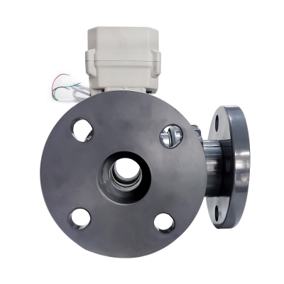 3 Way True Union Flanged Ends UPVC Electric Ball Valve with 15Nm Electric Actuator size from DN15 to DN50 with ANSI, JIS and DIN standard