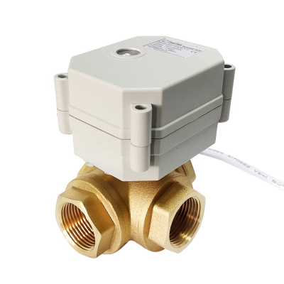 Electric Ball Valve Brass 3 Way T type with Position Indicator