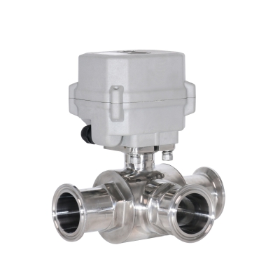 3 Way Sanitary Electric ball valve 304 Stainless Steel Quick Installed Motorized Ball Valve Tri-Clamp Ball Valve