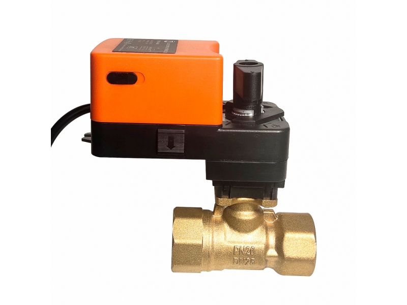 Brass 2 way proportion valve, AC/DC24V 0-10V modulating valve with 6Nm Actuator